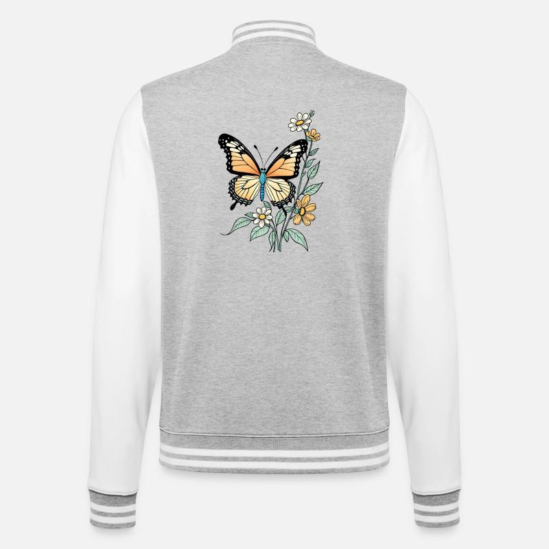 Papillon Avec Des Fleurs, Papillon - Veste Teddy - gris chiné / blanc