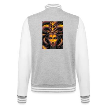 Medusa Gorgon - College Sweat Jacket - heather grey/white - Back - Marisol (170cm)