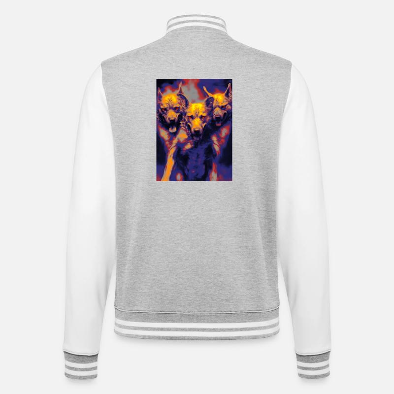 Cerberus - College-Sweatjacke - Grau meliert/Weiß