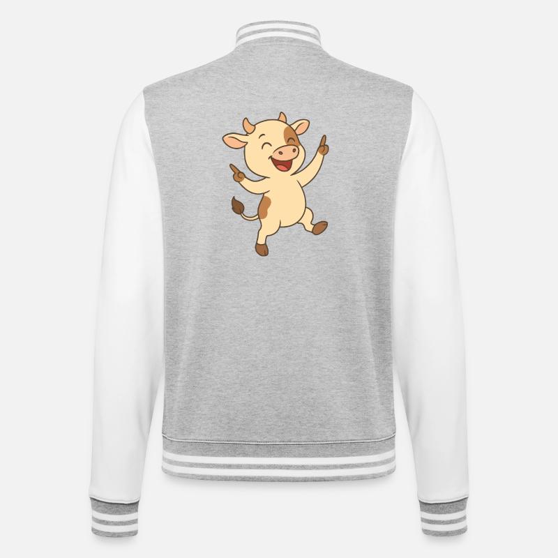 Glückliches Kälbchen - College-Sweatjacke - Grau meliert/Weiß