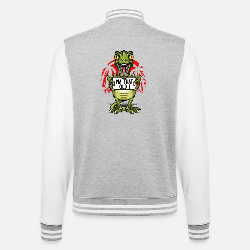 Ich bin ein alter Dinosaurier - College-Sweatjacke - Grau meliert/Weiß