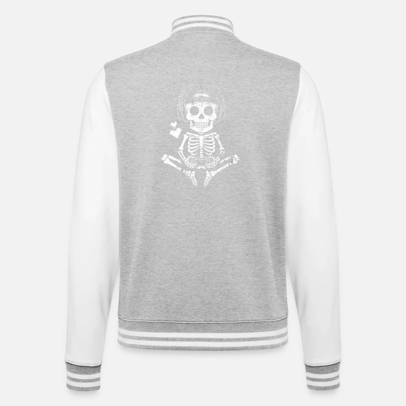 Skull DJ mit Kopfhörer Design - College-Sweatjacke - Grau meliert/Weiß