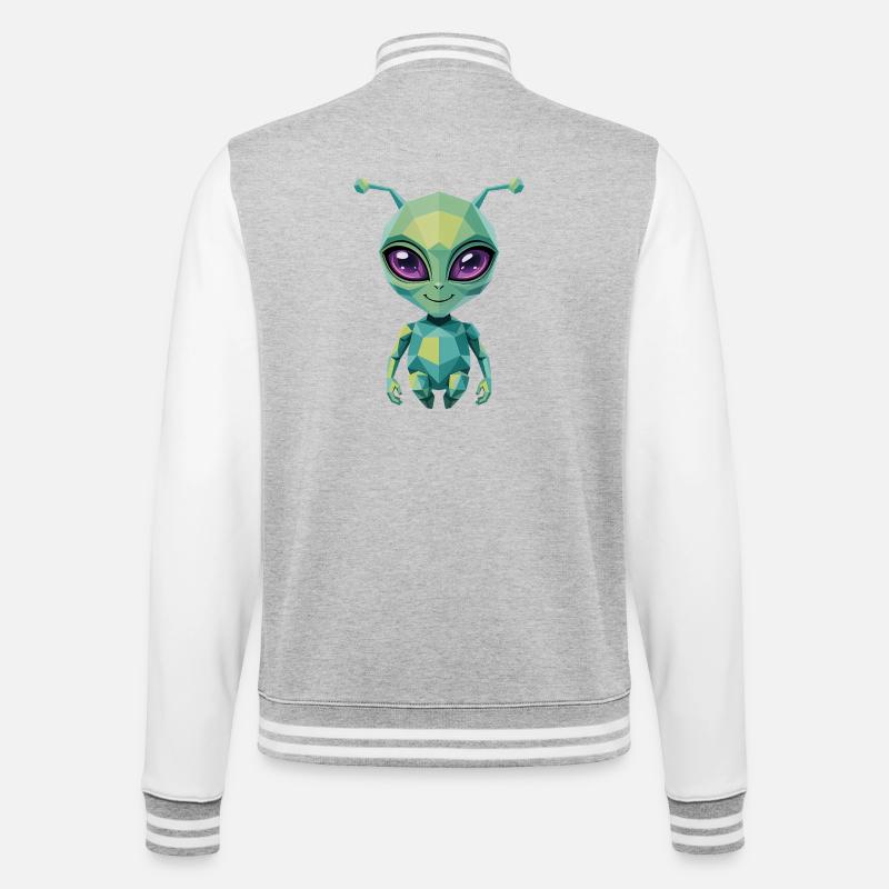 Alien - Cool Low Poly  Logo - Veste Teddy - gris chiné / blanc