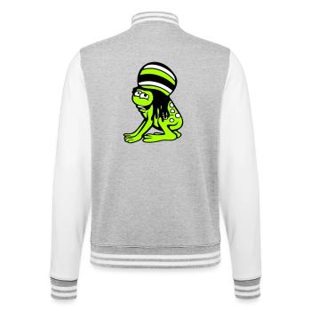 Frosch Reggae Musik Rasta Haare Mütze Jamaika Fun - College-Sweatjacke - Grau meliert/Weiß - Hinten - Marisol (170cm)