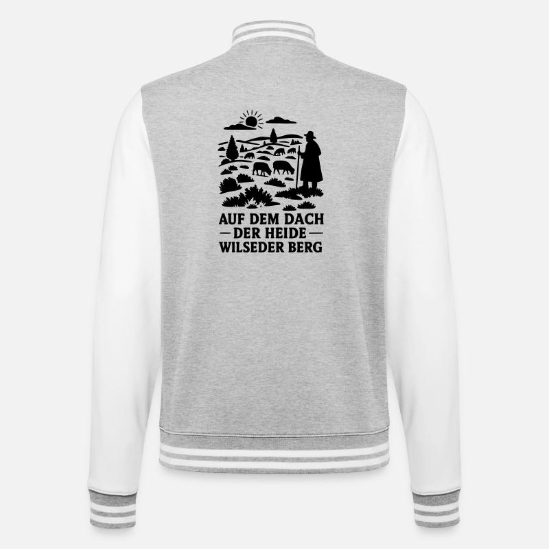 Lüneburger Heide Wilseder Berg - College-Sweatjacke - Grau meliert/Weiß