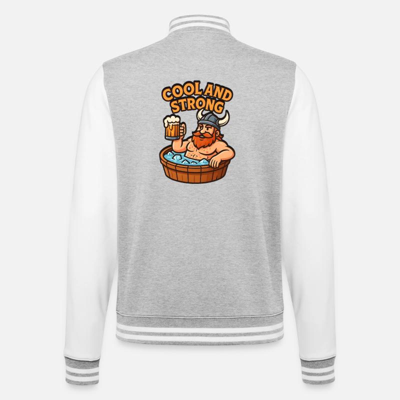 Cool und Starker Wikinger Eisbaden - College-Sweatjacke - Grau meliert/Weiß