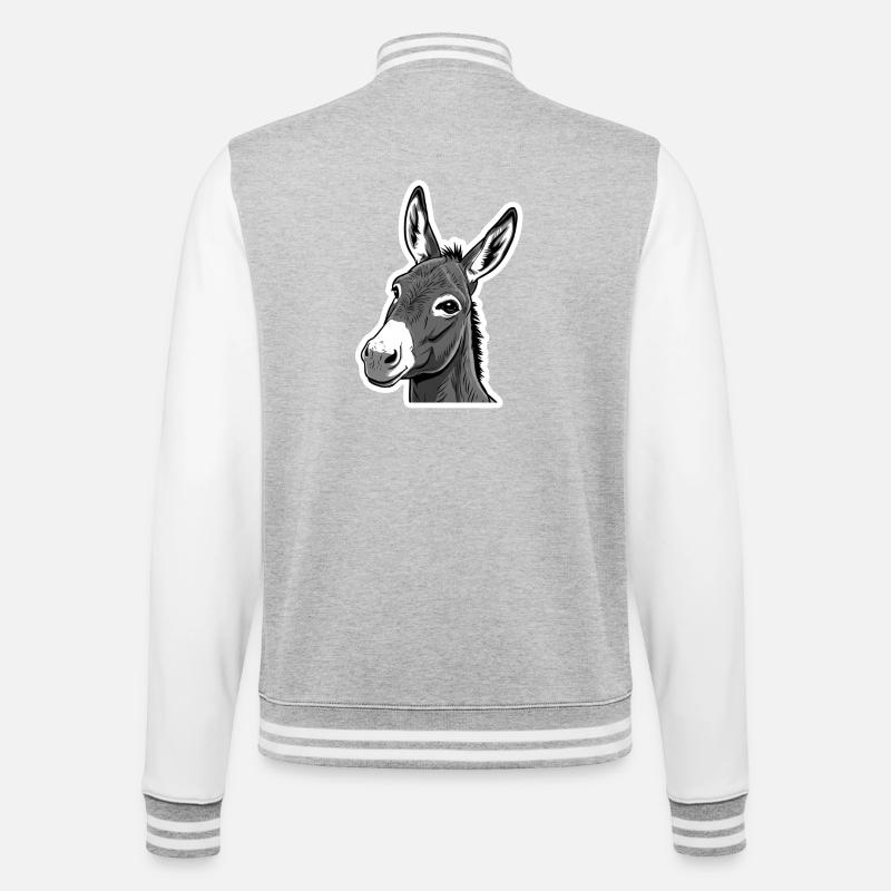 Tête d’âne – Expressive et sympathique - Veste Teddy - gris chiné / blanc
