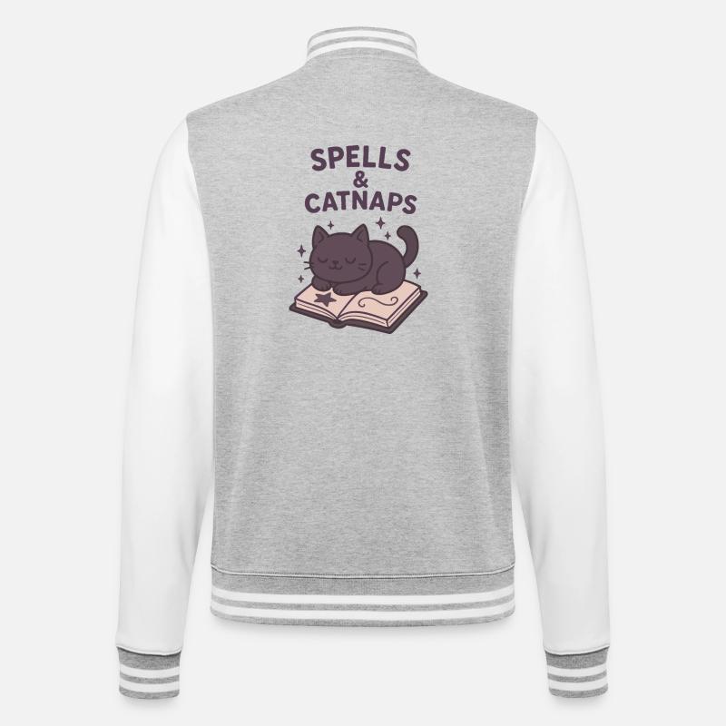 Zaubersprüche und Nickerchen - College-Sweatjacke - Grau meliert/Weiß