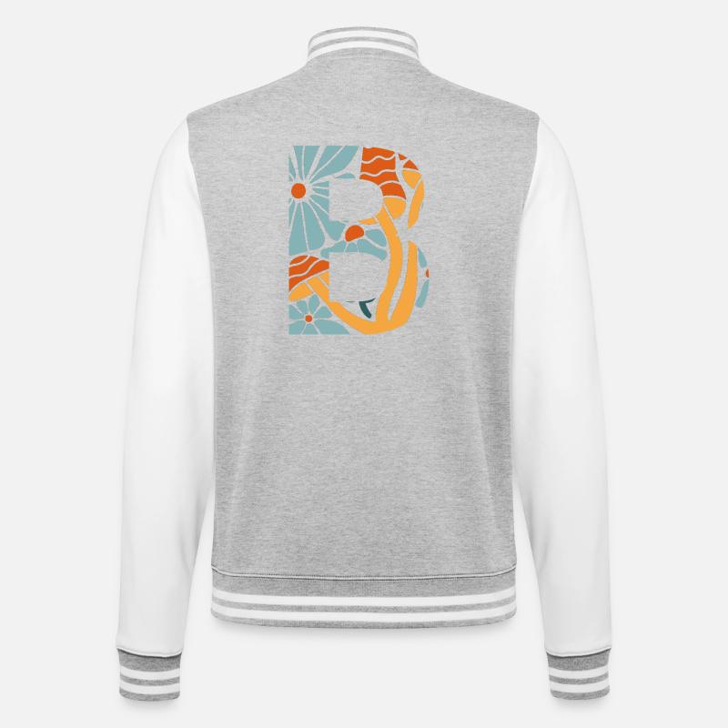 Buchstabe b groovige Blumen Geschenkidee - College-Sweatjacke - Grau meliert/Weiß