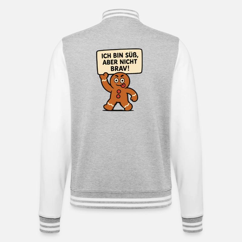Ich bin süß, aber nicht brav - College-Sweatjacke - Grau meliert/Weiß
