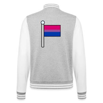 Bisexuelle Pride-Flagge - College-Sweatjacke - Grau meliert/Weiß - Hinten - Marisol (170cm)