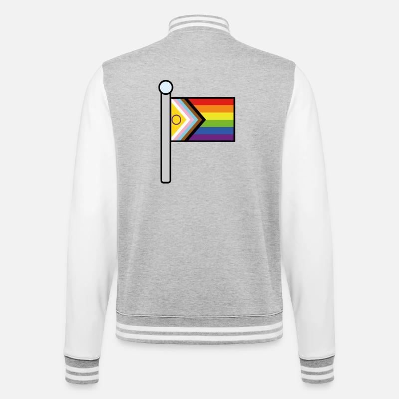 Inclusive Progress Pride flag pole - College Sweat Jacket - heather grey/white