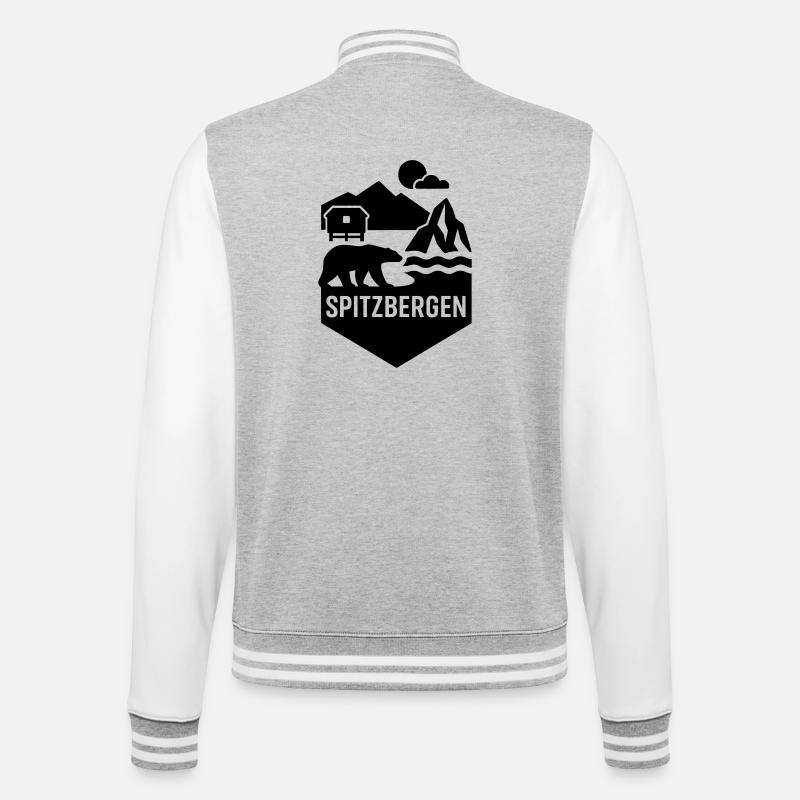 spitzbergen norwegen silhouette - College-Sweatjacke - Grau meliert/Weiß