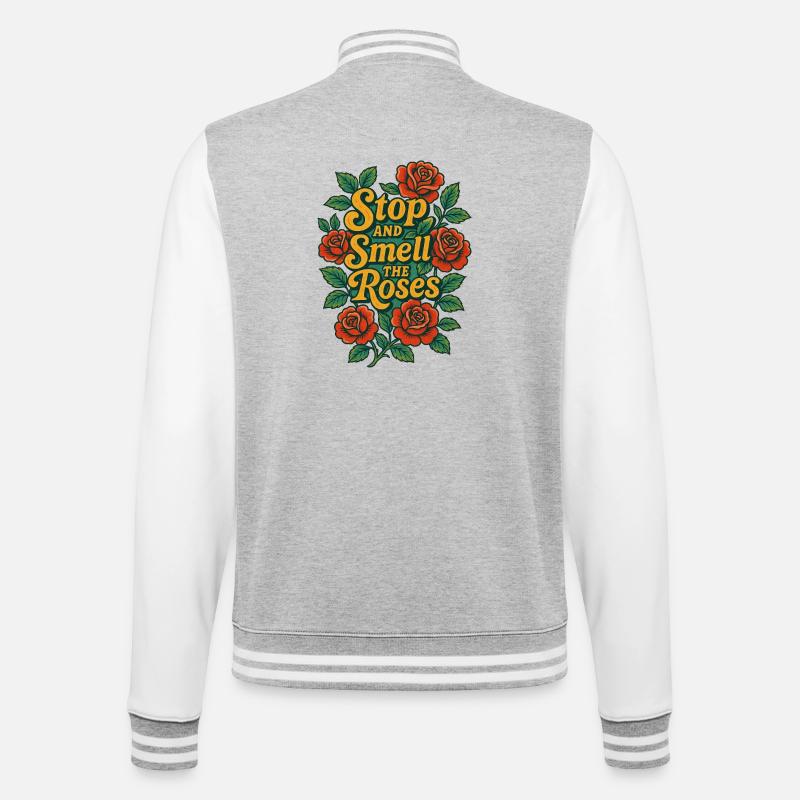 Arrêtez-vous et sentez les roses florales - Veste Teddy - gris chiné / blanc