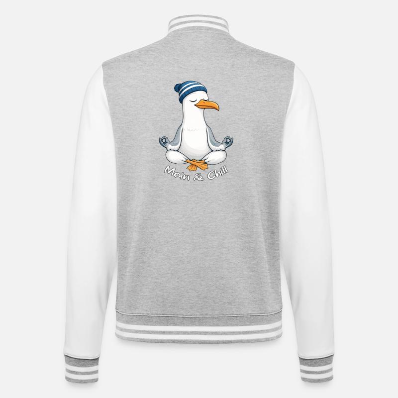Moin & Chill by MEERchandise - College-Sweatjacke - Grau meliert/Weiß