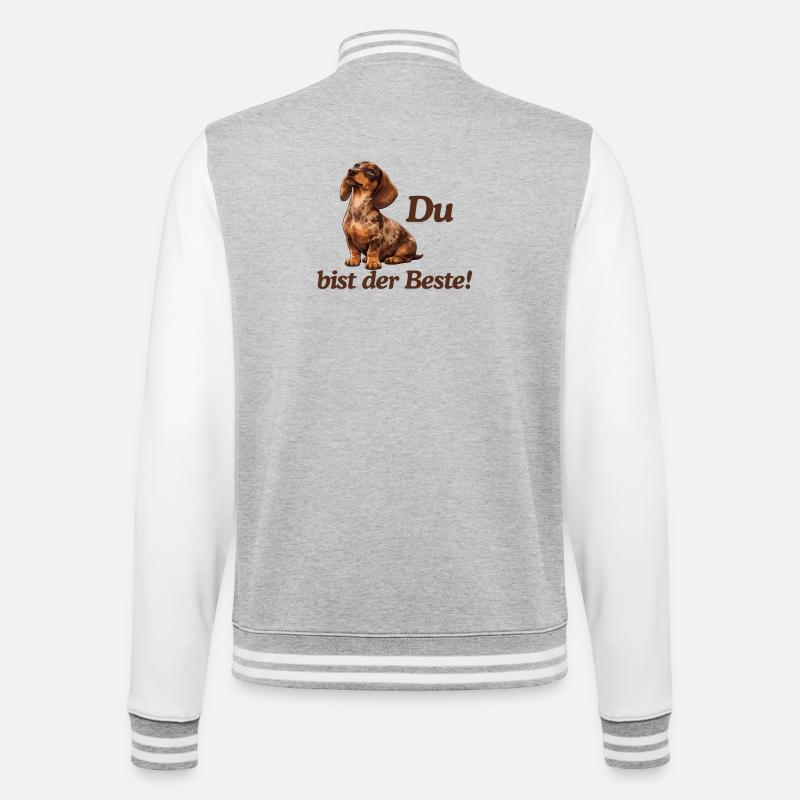 DackelLiebe: Du bist der Beste - College-Sweatjacke - Grau meliert/Weiß