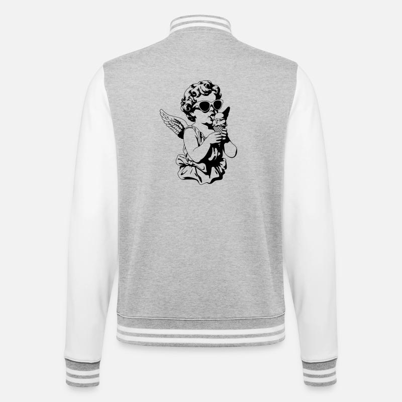 Cooler Cherub mit Sonnenbrille und Eis - College Sweat Jacket - heather grey/white