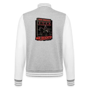 Tanken Benzin Preis Wucher - College-Sweatjacke - Grau meliert/Weiß - Hinten - Marisol (170cm)