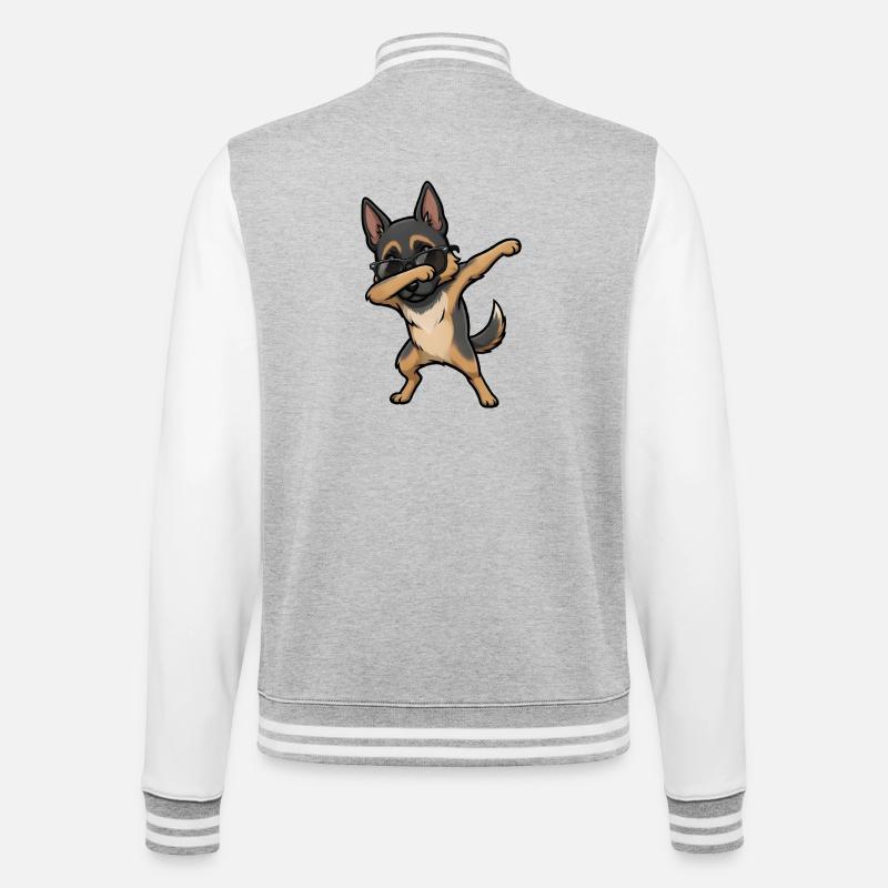 Dabbing German Shepherd - College Sweat Jacket - heather grey/white
