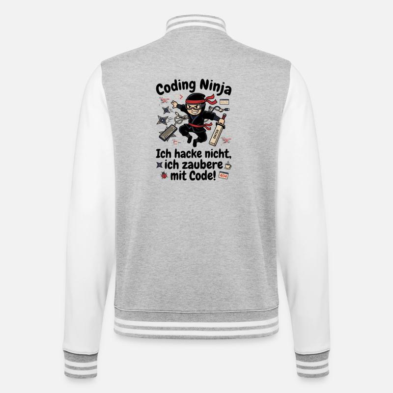Coder Ninja Programmierer Humor - College-Sweatjacke - Grau meliert/Weiß