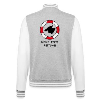 Meine Letzte Rettung! (Mallorca / Urlaub / POS 3C) - College-Sweatjacke - Grau meliert/Weiß - Hinten - Marisol (170cm)
