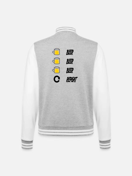 beer beer beer repeat - College Sweat Jacket - heather grey/white