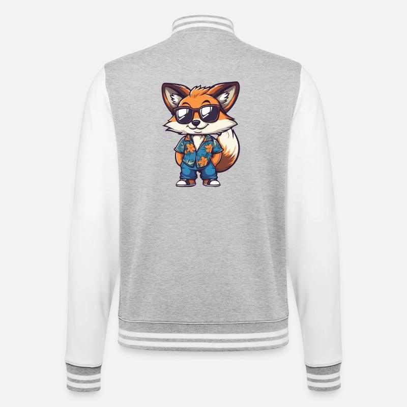 Fox Comic Holiday - College Sweat Jacket - heather grey/white
