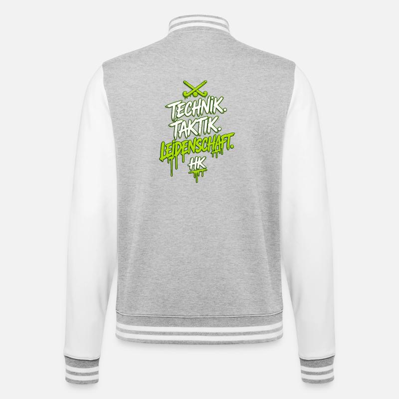 Technik. Taktik. Leidenschaft. - College-Sweatjacke - Grau meliert/Weiß