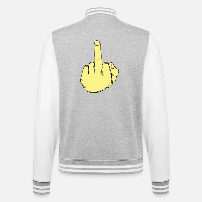 Stinkefinger Illustration - College-Sweatjacke - Grau meliert/Weiß