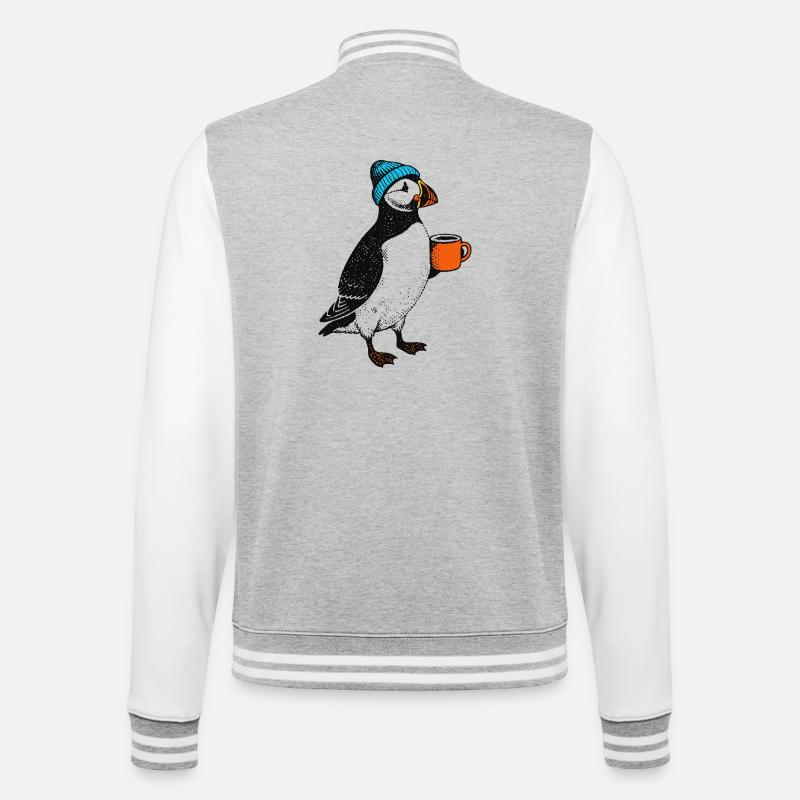 Coffee Puffin - College Sweat Jacket - heather grey/white