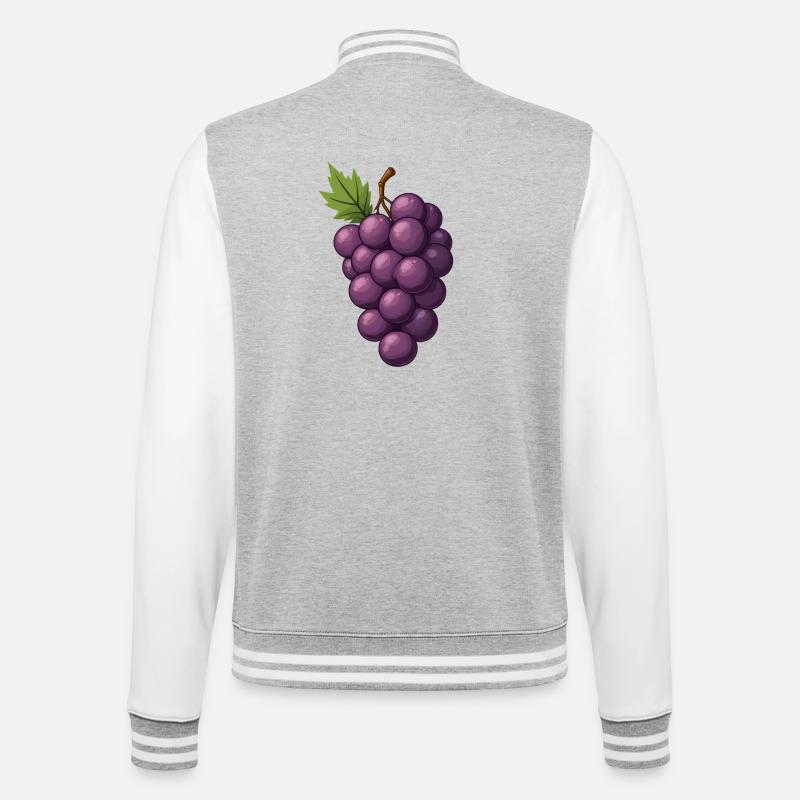 Trauben - College-Sweatjacke - Grau meliert/Weiß