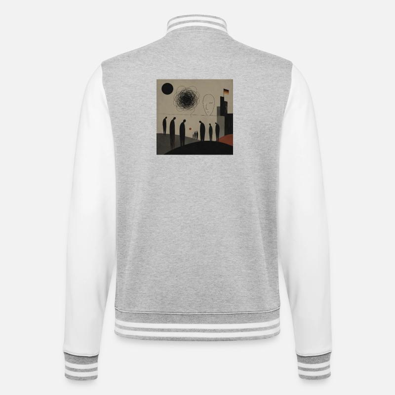 Abstrakte Silhouetten über Stadthorizont - College-Sweatjacke - Grau meliert/Weiß