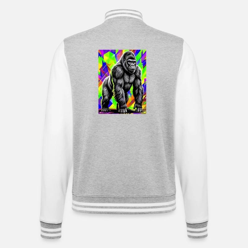 Gorilla - College-Sweatjacke - Grau meliert/Weiß