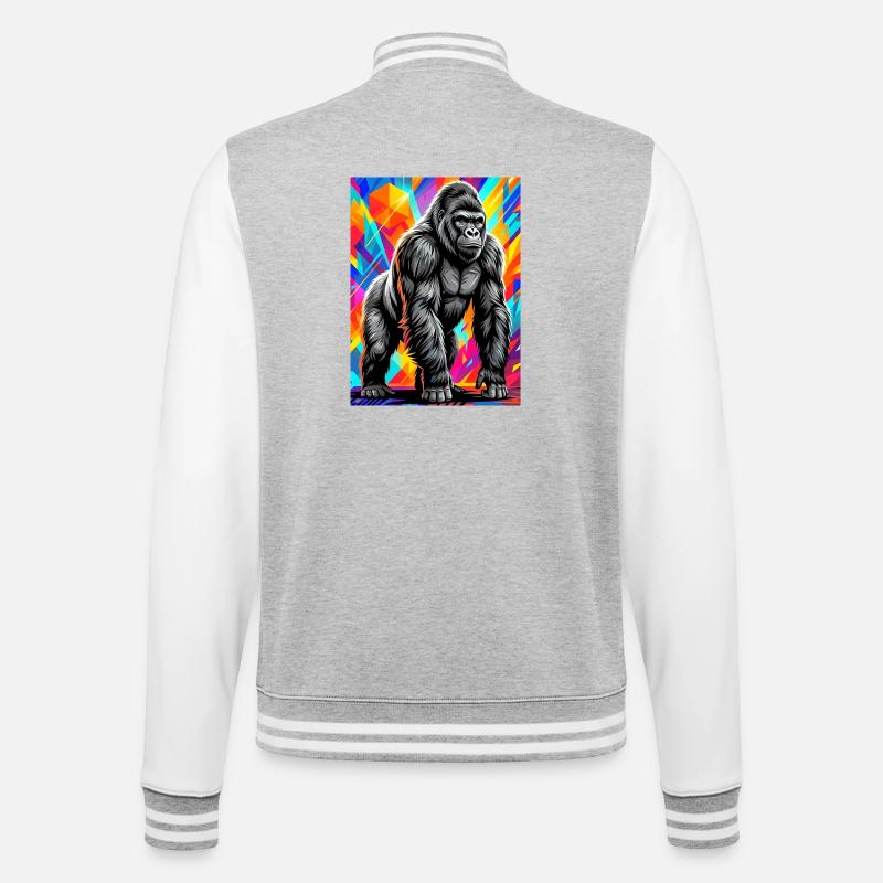 Gorilla - College-Sweatjacke - Grau meliert/Weiß