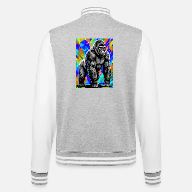 Gorilla - College-Sweatjacke - Grau meliert/Weiß