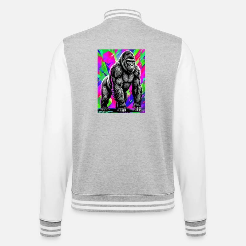 Gorilla - College-Sweatjacke - Grau meliert/Weiß