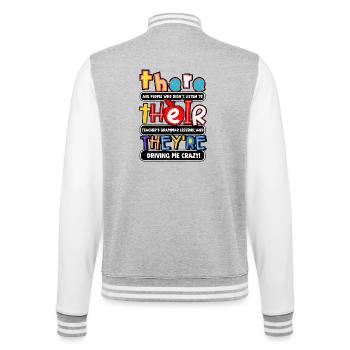 Grammar Rebels Tee - College Sweat Jacket - heather grey/white - Back - Marisol (170cm)