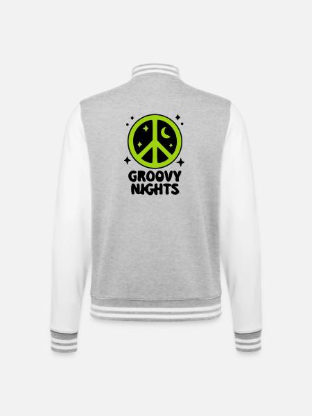 Groovy Peace Zeichen Logo - College-Sweatjacke - Grau meliert/Weiß