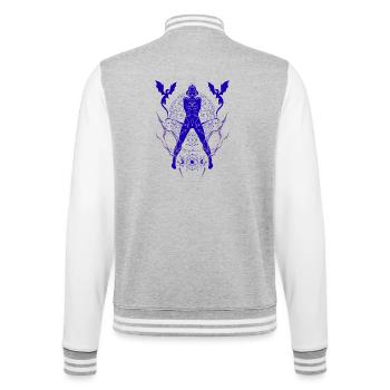 Schütze-Frau – Astrologiegeschenk - College-Sweatjacke - Grau meliert/Weiß - Hinten - Marisol (170cm)