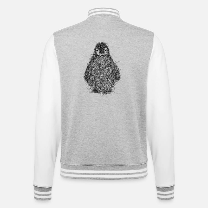 Scribbling penguin - College Sweat Jacket - heather grey/white
