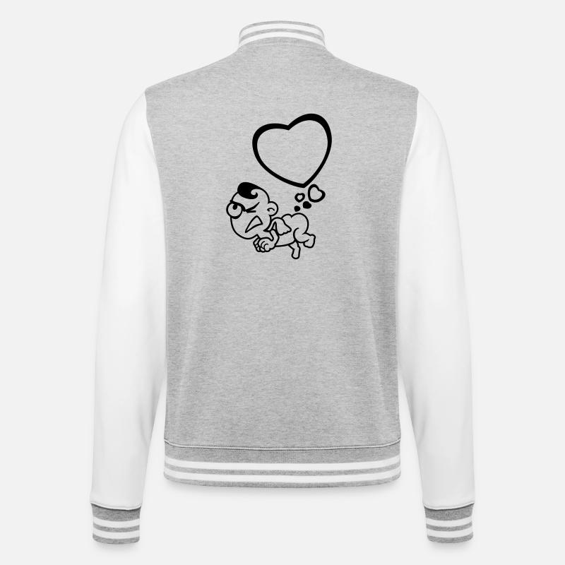 Engel Herzen pupsen 1c - College-Sweatjacke - Grau meliert/Weiß