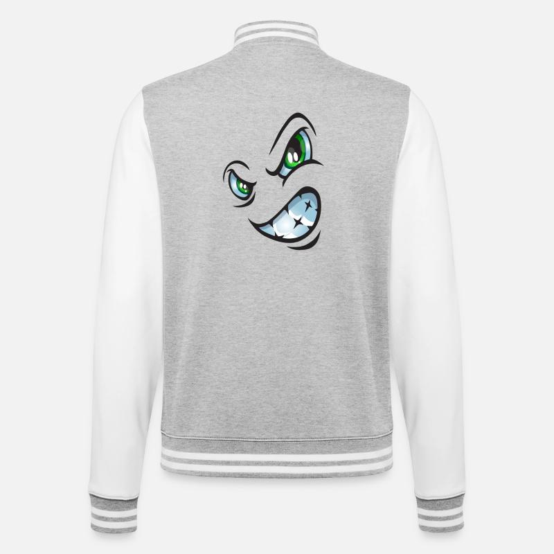 Visage de bande dessinée en colère - Veste Teddy - gris chiné / blanc