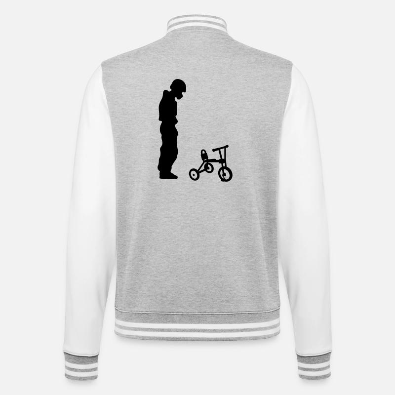 Biker - College-Sweatjacke - Grau meliert/Weiß