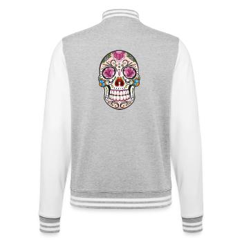 Mexican Sugar Skull, day of the dead - College Sweat Jacket - heather grey/white - Back - Marisol (170cm)