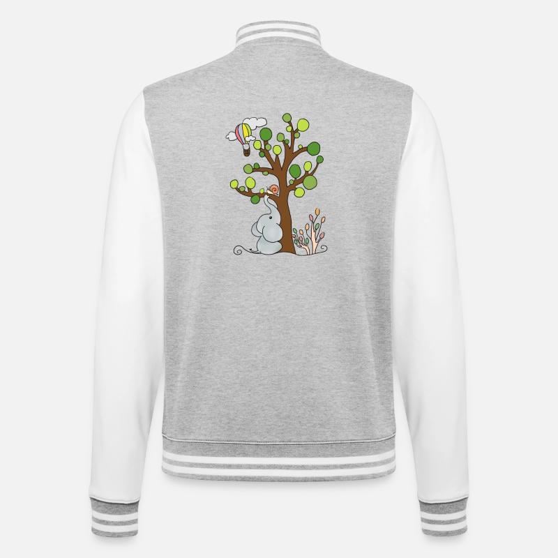 Elephant under the tree - College Sweat Jacket - heather grey/white