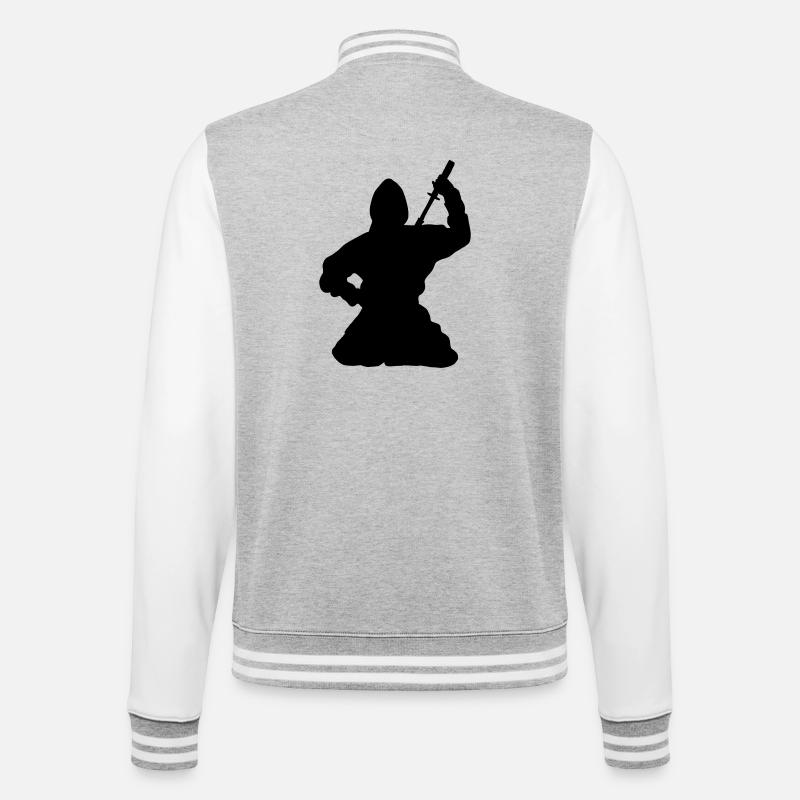 Ninja japanischer Spion oder Attentäter - College-Sweatjacke - Grau meliert/Weiß