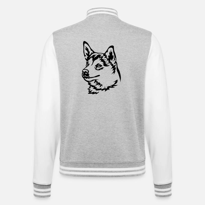 Norwegischer Lundehund Kopf - College-Sweatjacke - Grau meliert/Weiß