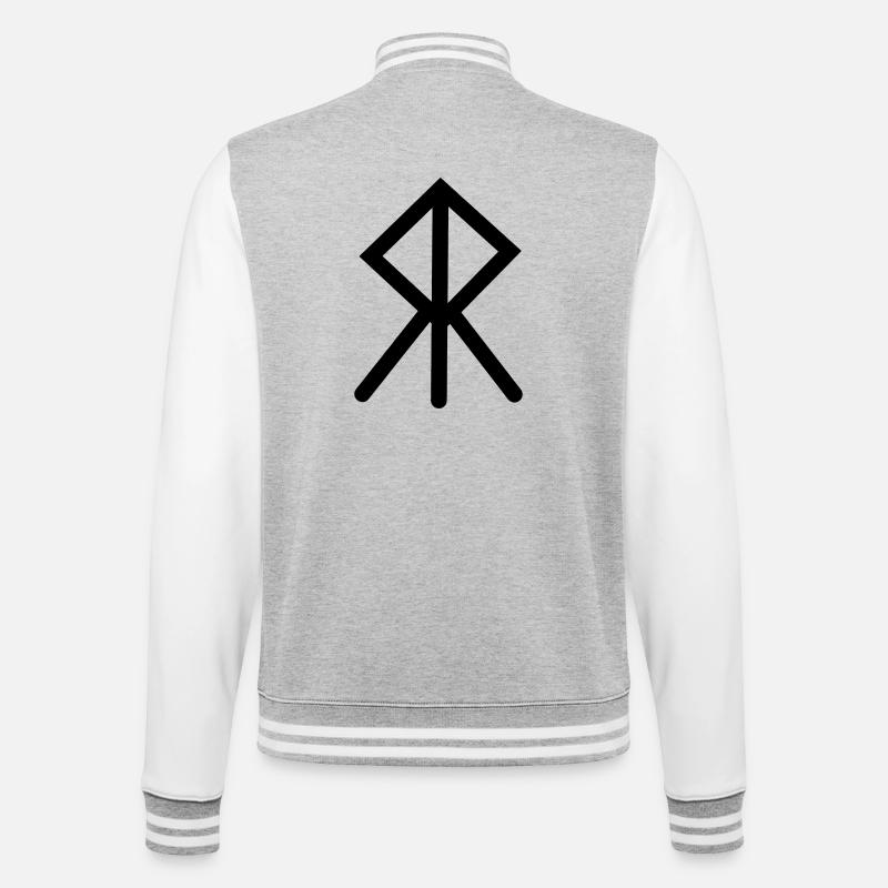 Moed Wikinger-Rune COURAGE - College-Sweatjacke - Grau meliert/Weiß