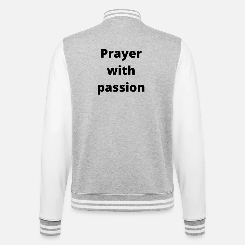 Prayer with passion - Accessoires - College-Sweatjacke - Grau meliert/Weiß