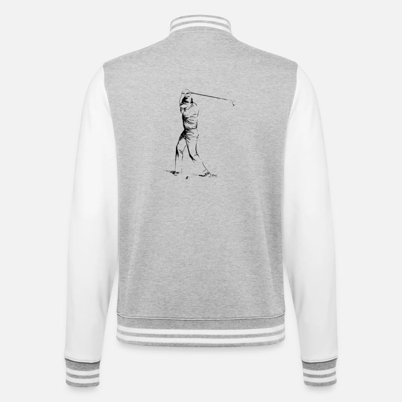 Bild eines Golfers während des Spiels - College-Sweatjacke - Grau meliert/Weiß